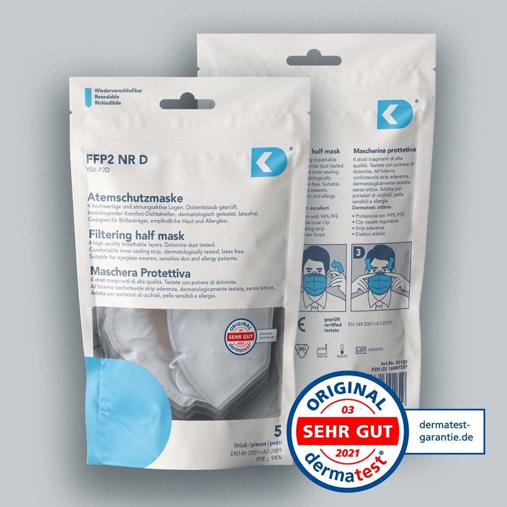 DK medical® Atemschutzmaske DK FFP2 NR D YSK-P2D (5 Stück) Produktbild 
