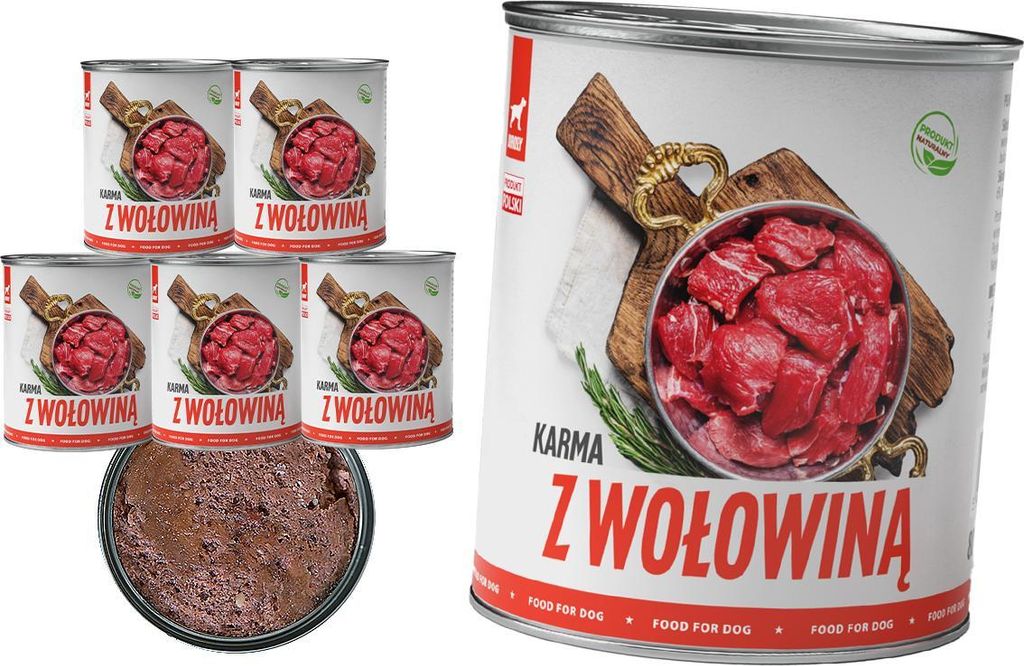 NASSFUTTER FÜR HUNDE TufTuf Dosenfleisch mit Rindfleisch SET 6x800G