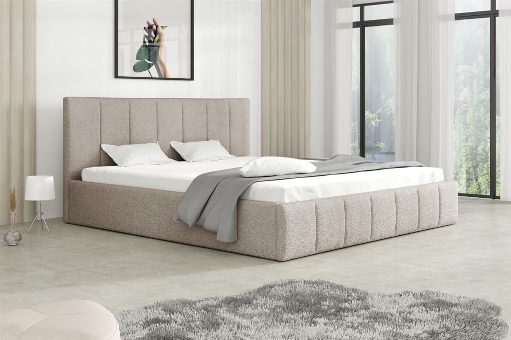 Polsterbett Doppelbett DETROIT 160x200cm Stoff Freya Cappuccino