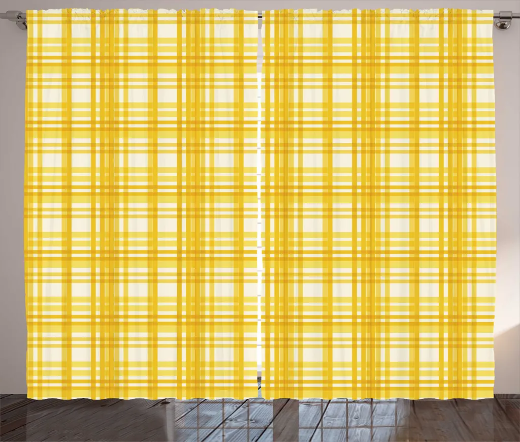 Rideau à boucles et crochets ABAKUHAUS jaune terre 280x225 cm style rétro