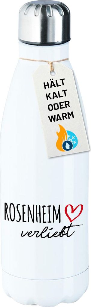 Huuraa Trinkflasche Rosenheim verliebt 500ml White Edelstahl Wasserflasche Trinkflasche Geschenkidee
