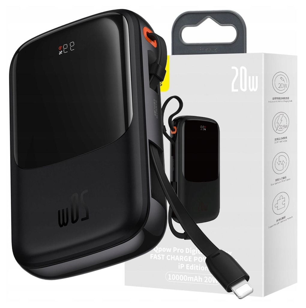 Baseus PPQD060001, 10000 mAh, 20 W, Czarny Zdjęcie produktu 