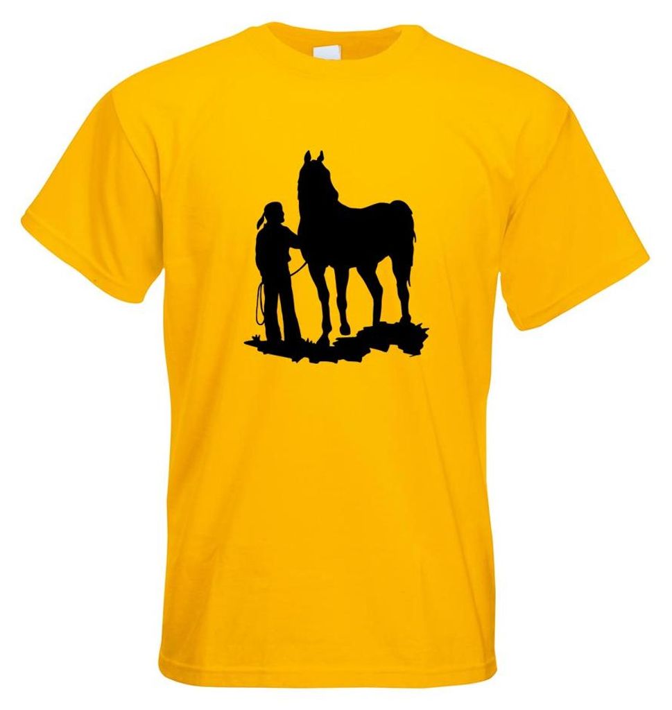 Kiwistar - T-Shirt - gelb - Indianer mit Pferd Motiv Bedruckt Funshirt Design Print - mit Motiv Bedruckt - Funshirt Design - Sport - Freizeit - Her...