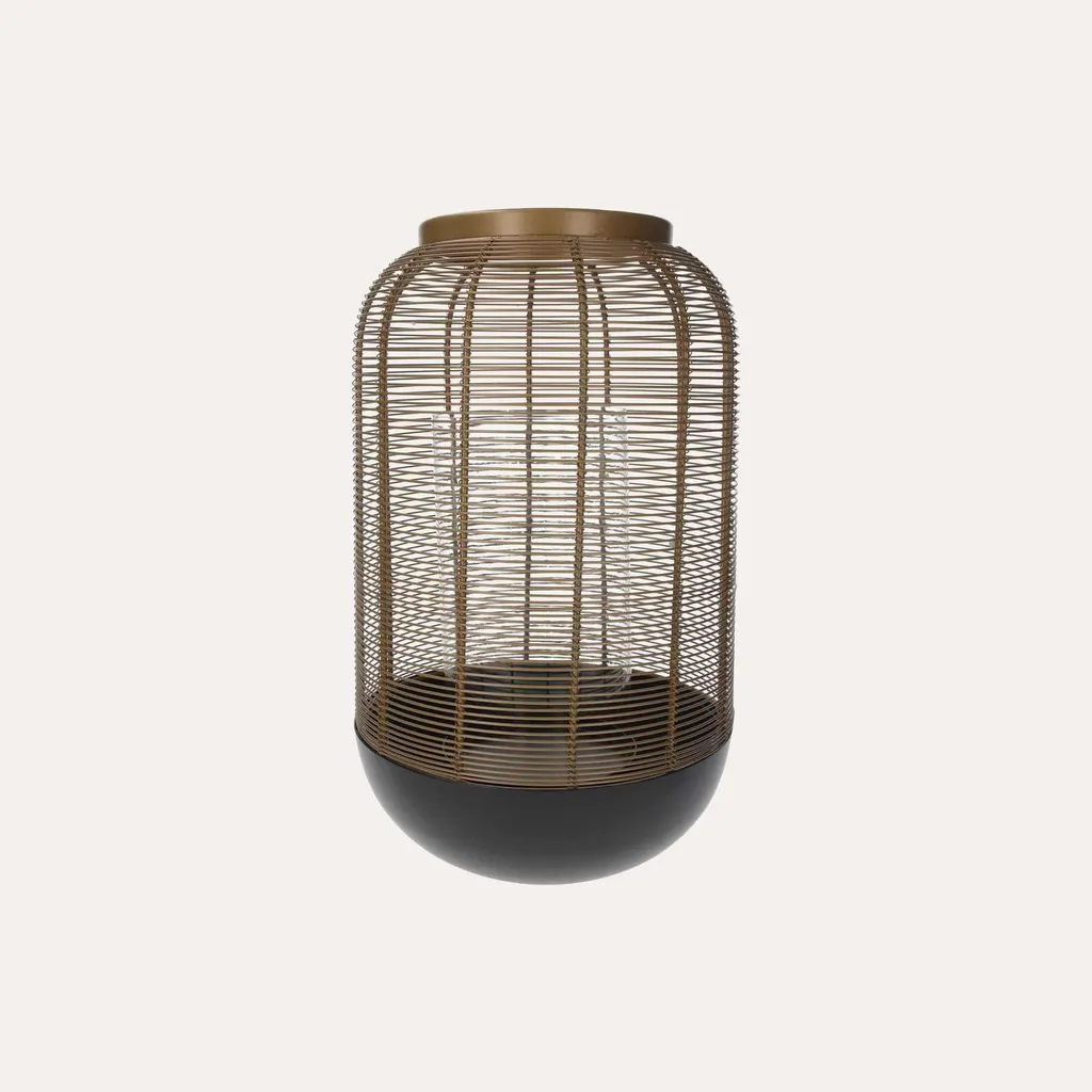 Lanterne en fer forgé doré KEYHOMESTORE avec bougeoir en verre chic