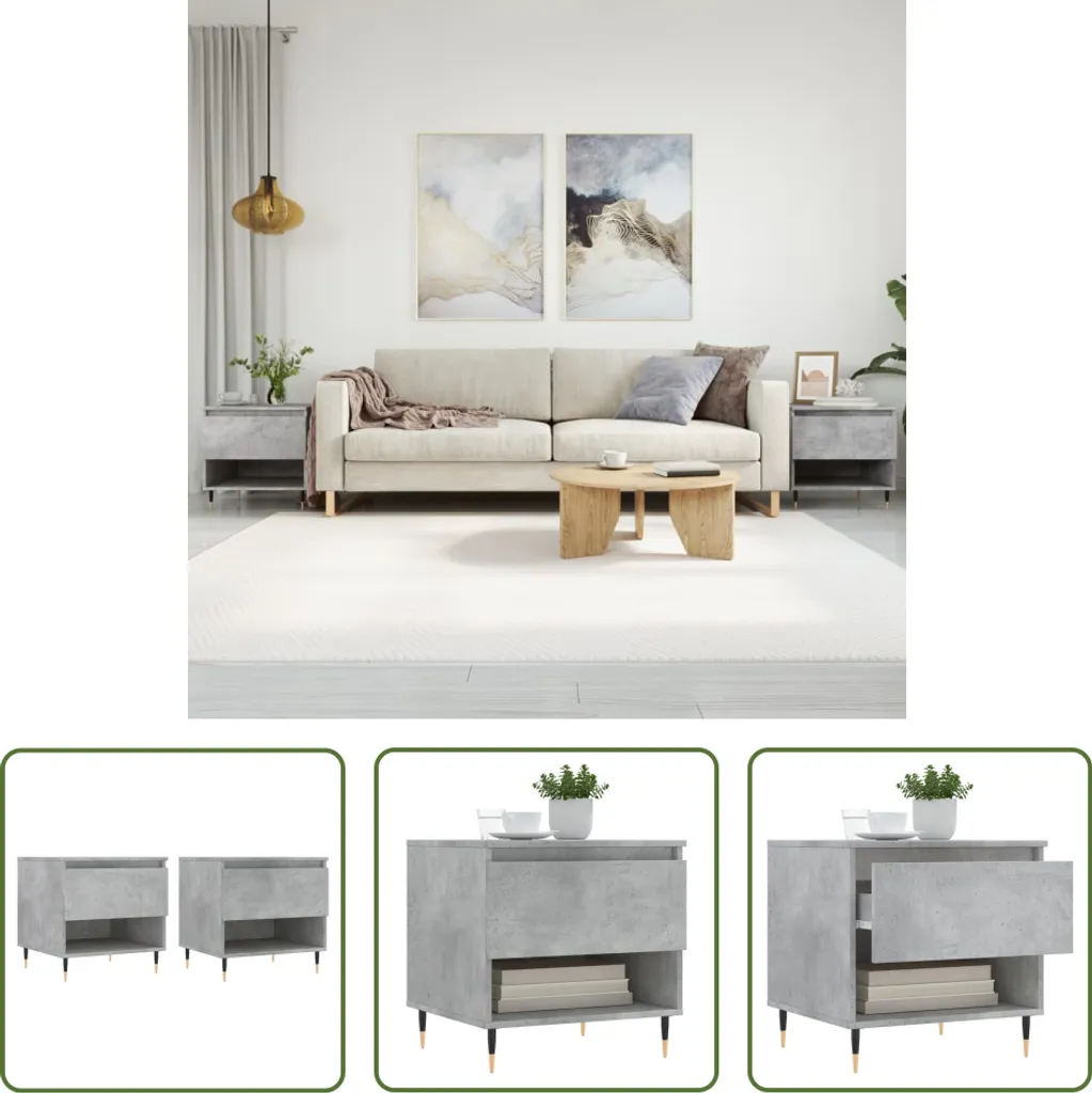 Set 2 Tavolini Urban Style Grigio Cemento 50cm | Arredo Casa Living