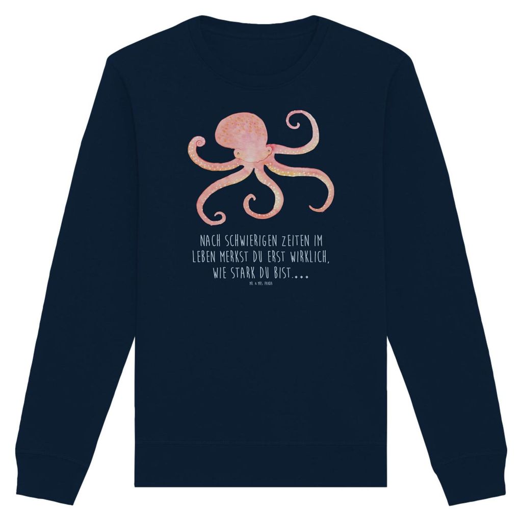 Mr. & Mrs. Panda Bio Sweatshirt Tintenfisch Größe S - French Navy - Geschenk, Meer, Sweater, Lustige Sprüche, Ozean, Baumwoll Pullover, Krake, P...