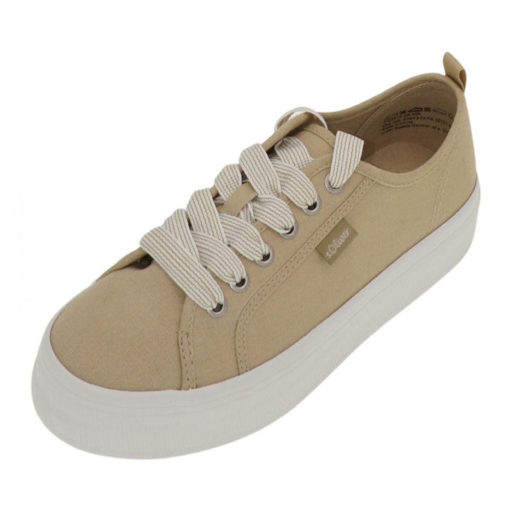 s.Oliver Damen-Leinenschnürhalbschuh Beige, Farbe:beige/schlamm, EU Größe:41