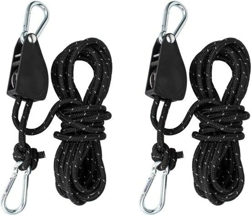 Tendeurs à câble avec 4m de corde et poulie robuste pour tente - lot de 2