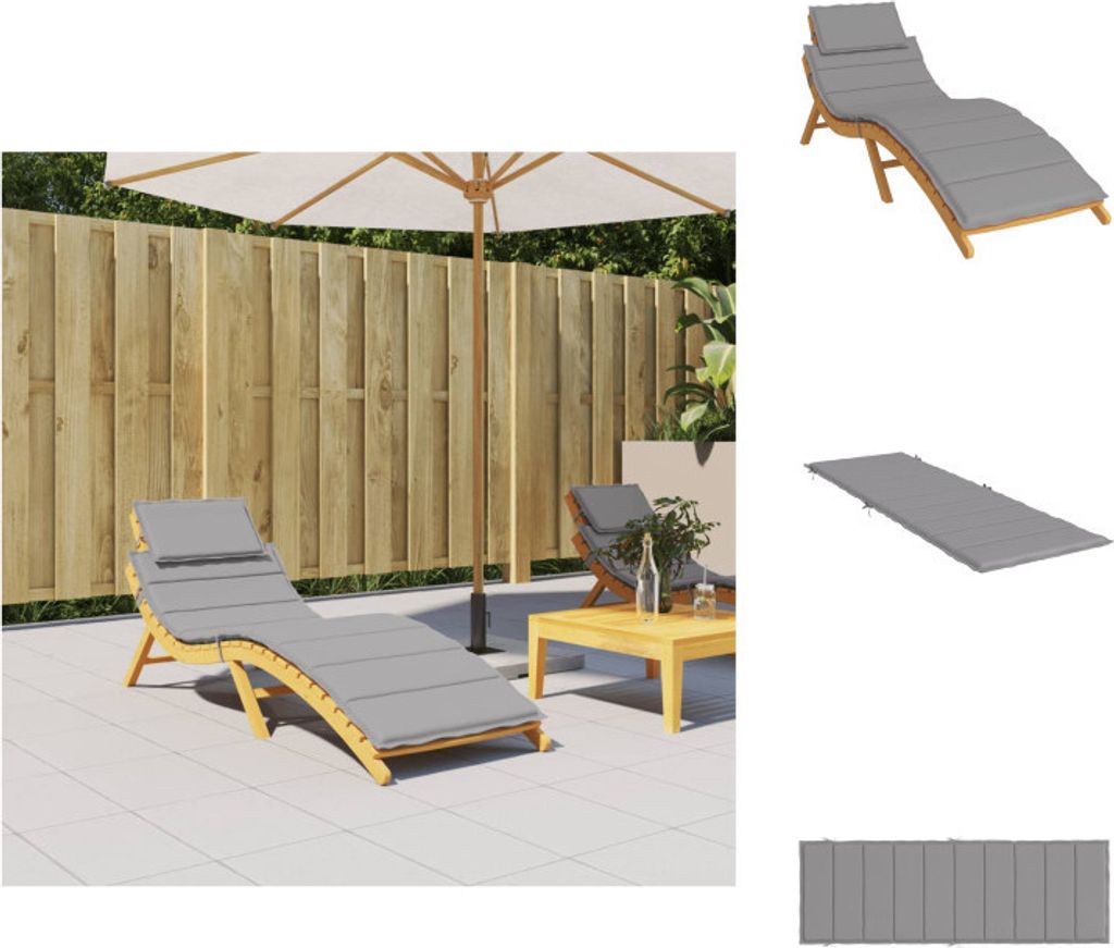 vidaXL Sonnenliegen-Auflage Grau 186x58x3 cm Oxford-Gewebe - Sitzpolster