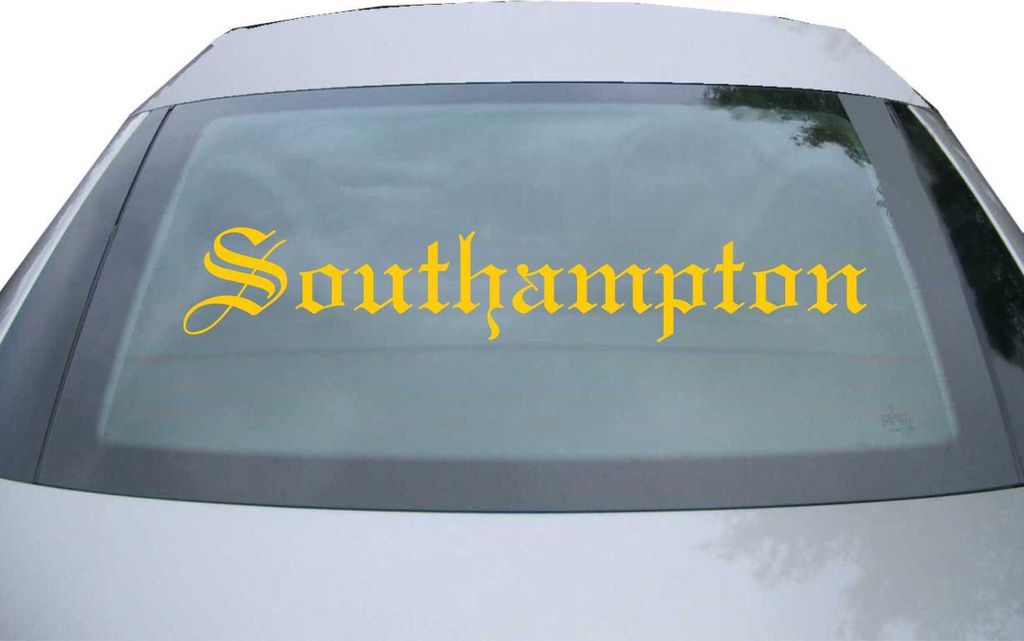 Indigos UG - Aufkleber Heckscheibe & Motorklappe DE6670 - gold - 600x100 mm - Soutnampton - Auto Scheiben Fenster Heckklappe Tuning Racing JDM - Di...