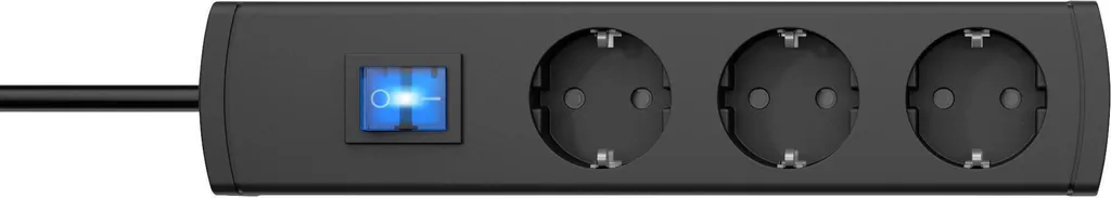 Bloc multiprise 3 prises avec terre et interrupteur coloris anthracite