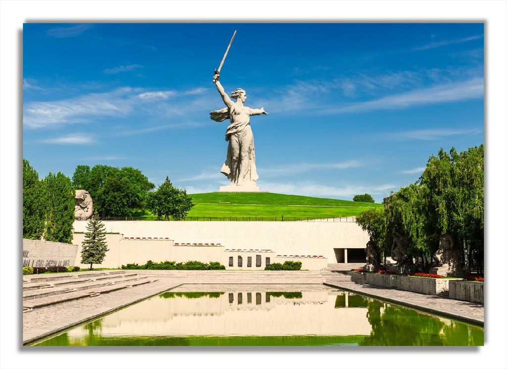 Wallario Premium Glasbild, freischwebende Optik, kräftige Farben, Größe 100 x 70 cm Motiv Monument der Entschlossenheit