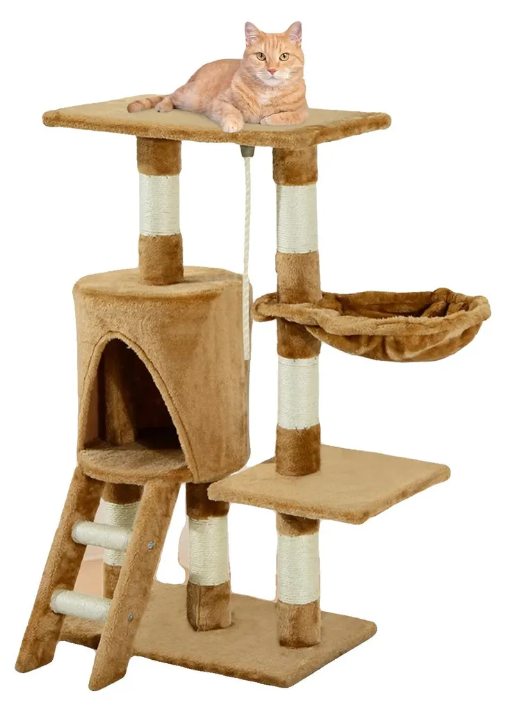 Arbre à chat pour appartement 95 cm, idéal pour grimper et se reposer