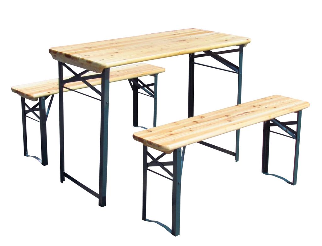 Balkon-Bierzeltgarnitur 3-teilig 110cm lang | 1 x Tisch 2 x Produktbild 