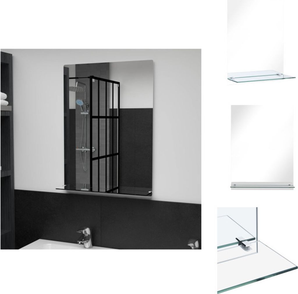 vidaXL Wandspiegel mit Regal 50×70 cm Hartglas - Spiegel
