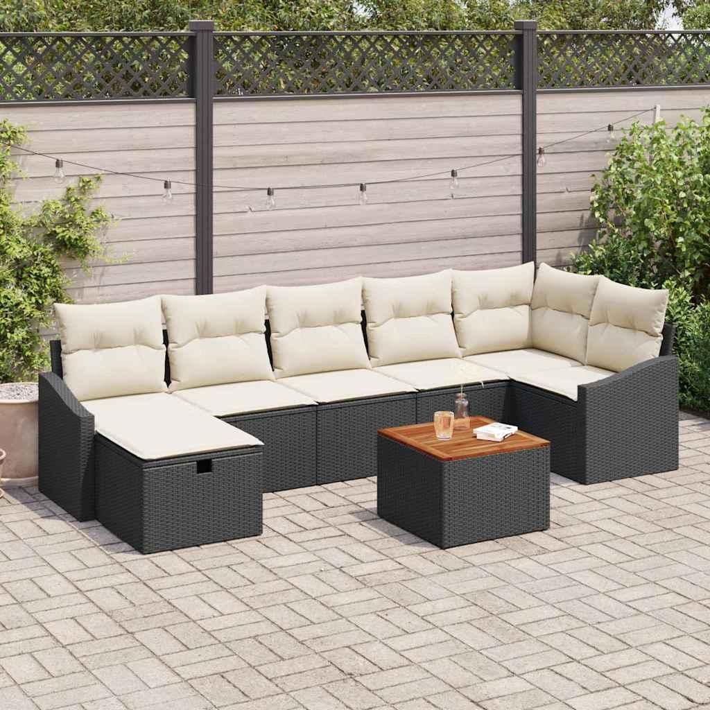 Maison Exclusive - Gartensofa-set mit Kissen 8 pcs Schwarz Poly-Rattan