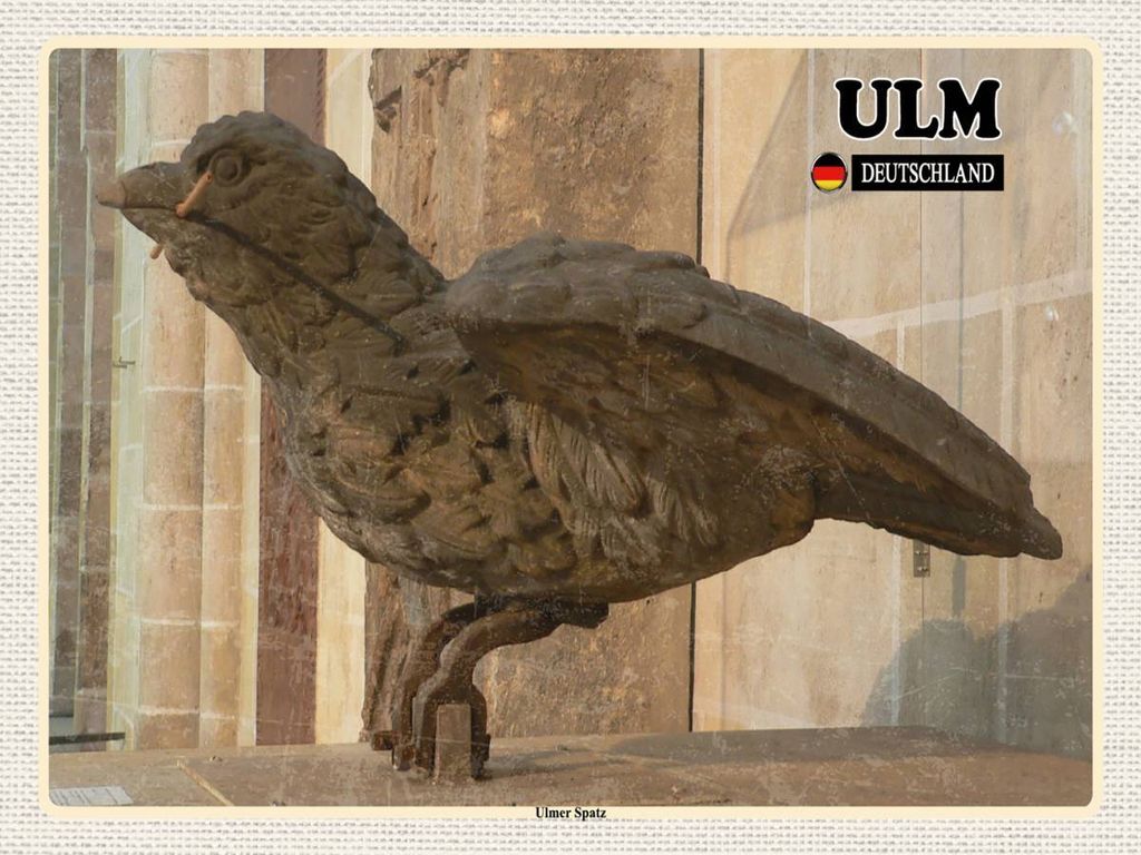vianmo Holzschild 30x40 cm Ulm Ulmer Spatz Skulptur Bildmotiv Reisemotiv Abenteuer Reisen