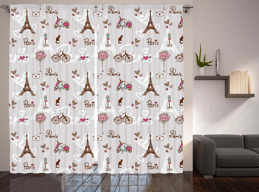 Rideau Occultant Partiel Déco Paris 280x225 cm - Prêt à Installer
