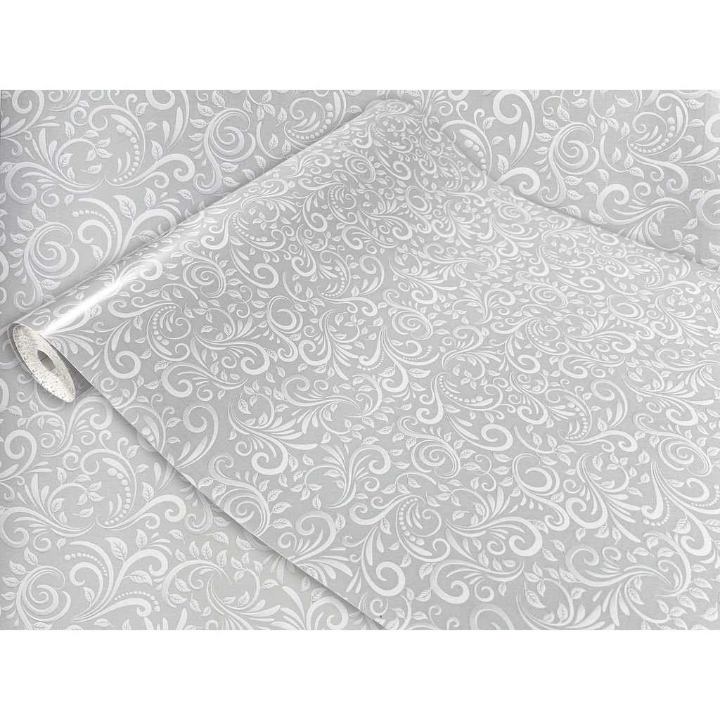 Klebefolie Möbel 45x25 cm - Ornament Grau/Weiß - Möbelfolie Deko-Stil selbstklebend - PVC Folie für kreative Raumgestaltung - Selbstklebende Fo...