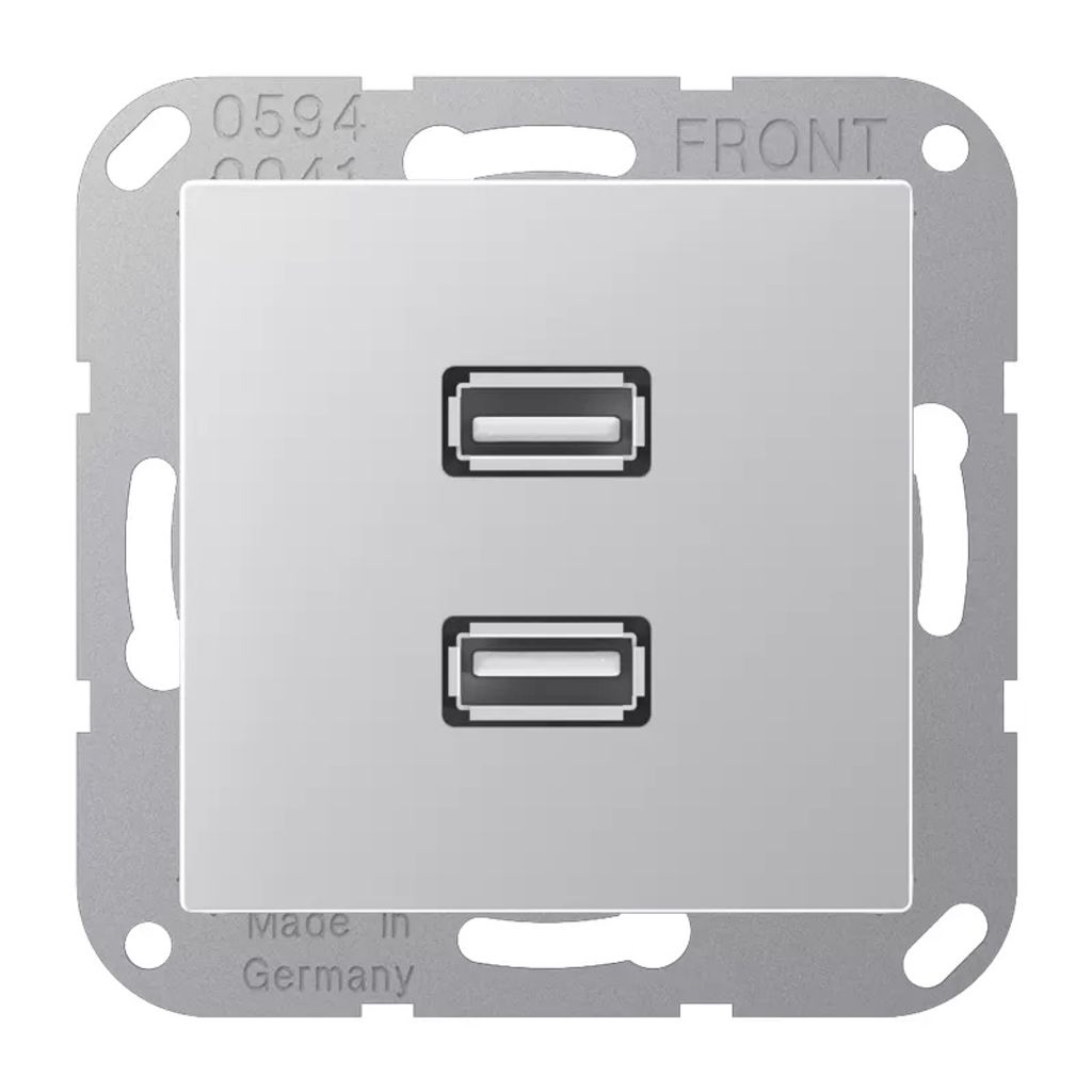 JUNG Multimedia-Anschluss alu 2 x USB m.Tragrin MA A 1153 AL
