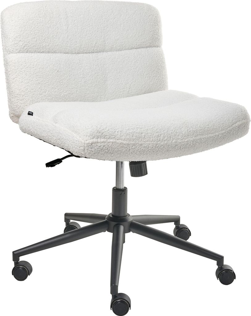 BELIANI Schreibtischstuhl für das Home Office Weiß Bouclé-Polsterung Teddy Breite Armlehnen Pneumatischer Sitz Drehfuß Neigbar