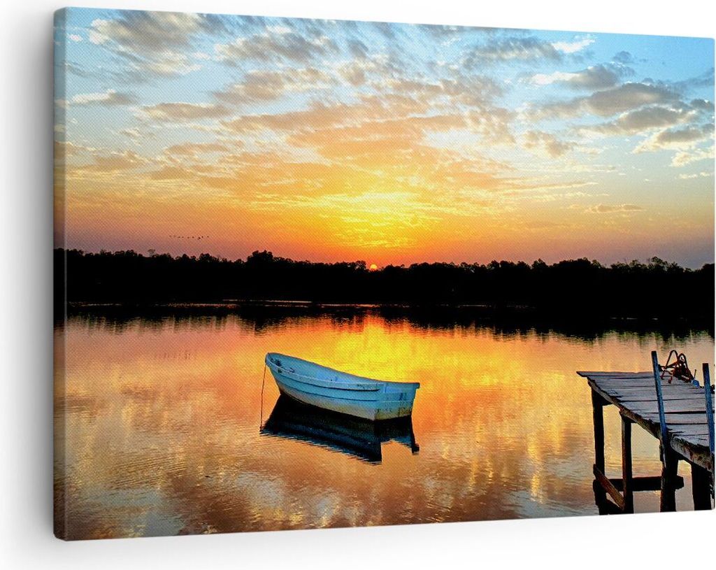 Bild auf Leinwand - Leinwandbild - Landschaft Sommer Meer - 70x50cm - Wand Bild - Wanddeko - Leinwanddruck - Bilder - Kunstdruck - Wanddekoration -...