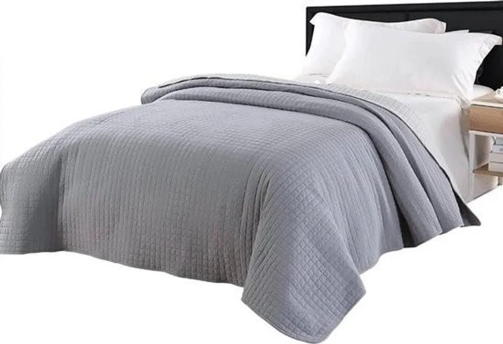 Dessus de lit respirant gris 240x260 cm - Couvre-lit stylé et confort