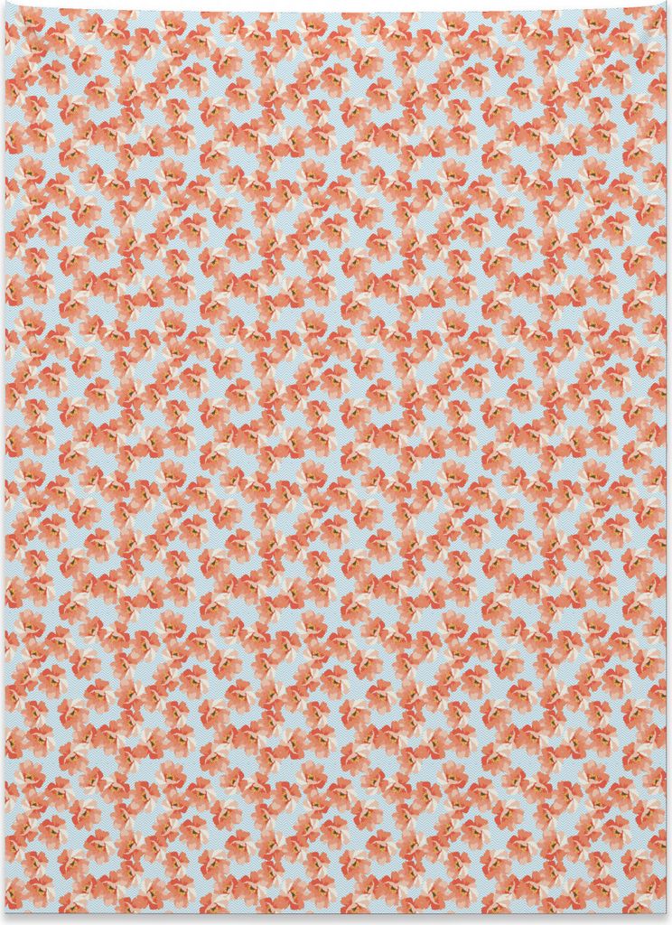 Abakuhaus Aqua und Coral Wandteppich, Femininer Blumenstrauß aus Weiches Mikrofaser Stoff Kein Verblassen Klare Farben Waschbar, 110 x 150 cm, Gel...