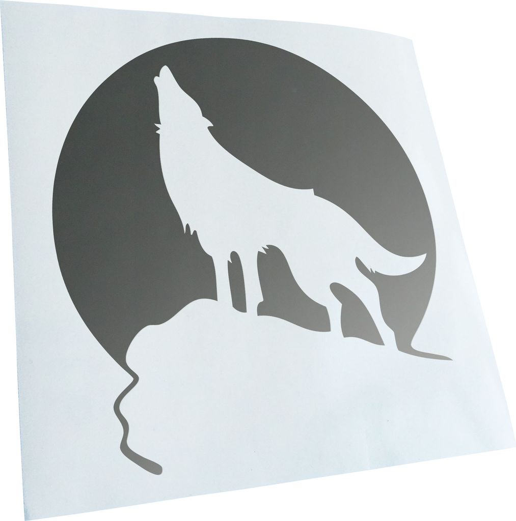 Kiwistar - Autoaufkleber - Heulender Wolf vor Mond Heckscheibe - Aufkleber für Auto Kfz Fahrrad, LKW, Truck Mofa