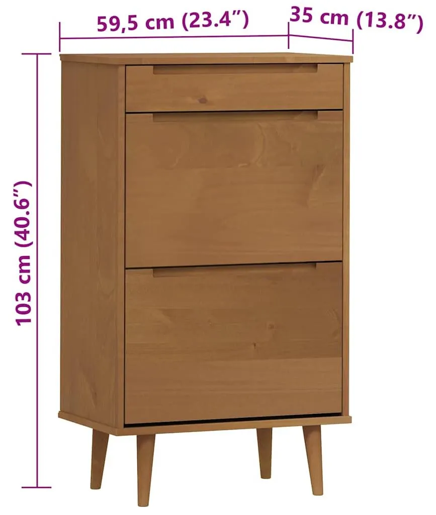 Rangement chaussures compact pin massif MOLDE pour entrée - Marron - 8