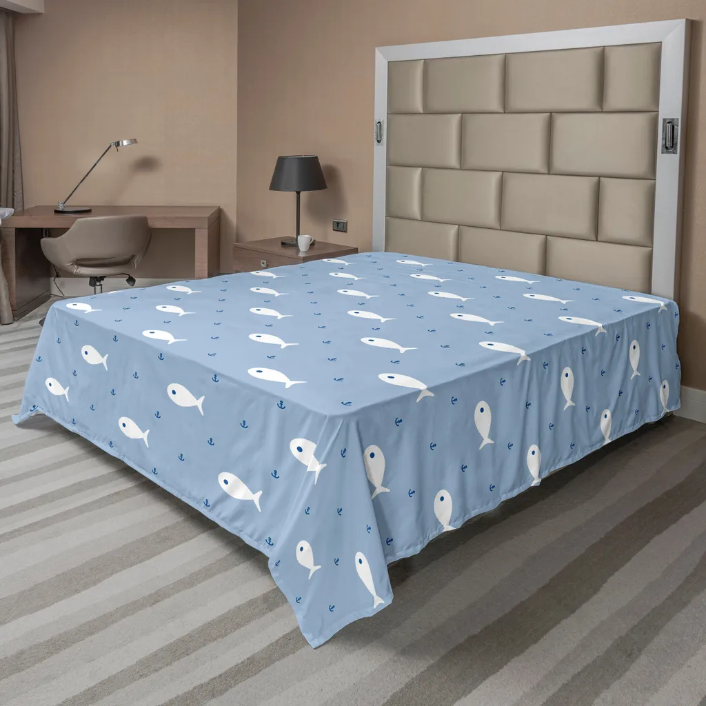 Drap plat pour lit décoratif 260x228 cm ambiance marine vie sous-marine