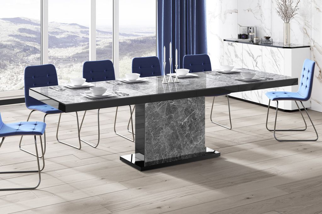 Design Esstisch Tisch HME-111 Hochglanz ausziehbar 160 bis 256 cm