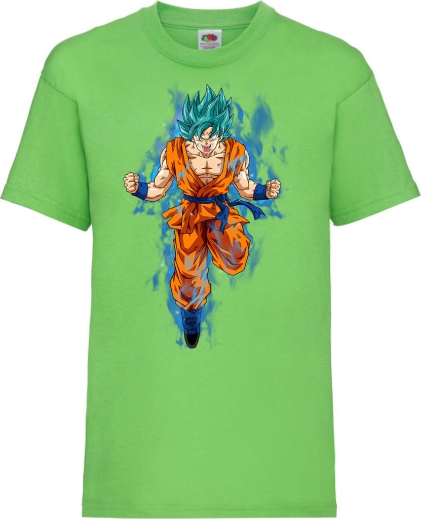 Kinder T-Shirt Dragon Anime Manga Ball Z 04 Blue Power, 5-6 Jahr - 116 / Lime