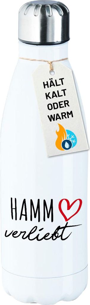 Huuraa Trinkflasche Hamm verliebt 500ml White Edelstahl Wasserflasche Trinkflasche Geschenkidee