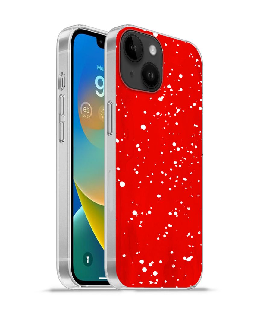 MuchoWow Handyhülle Schutzhülle Hülle für Apple iPhone 14 - Softcase Polka dots - Rot - Pilz Silikon Softcase Handy Hülle - Mobiltelefonhülle