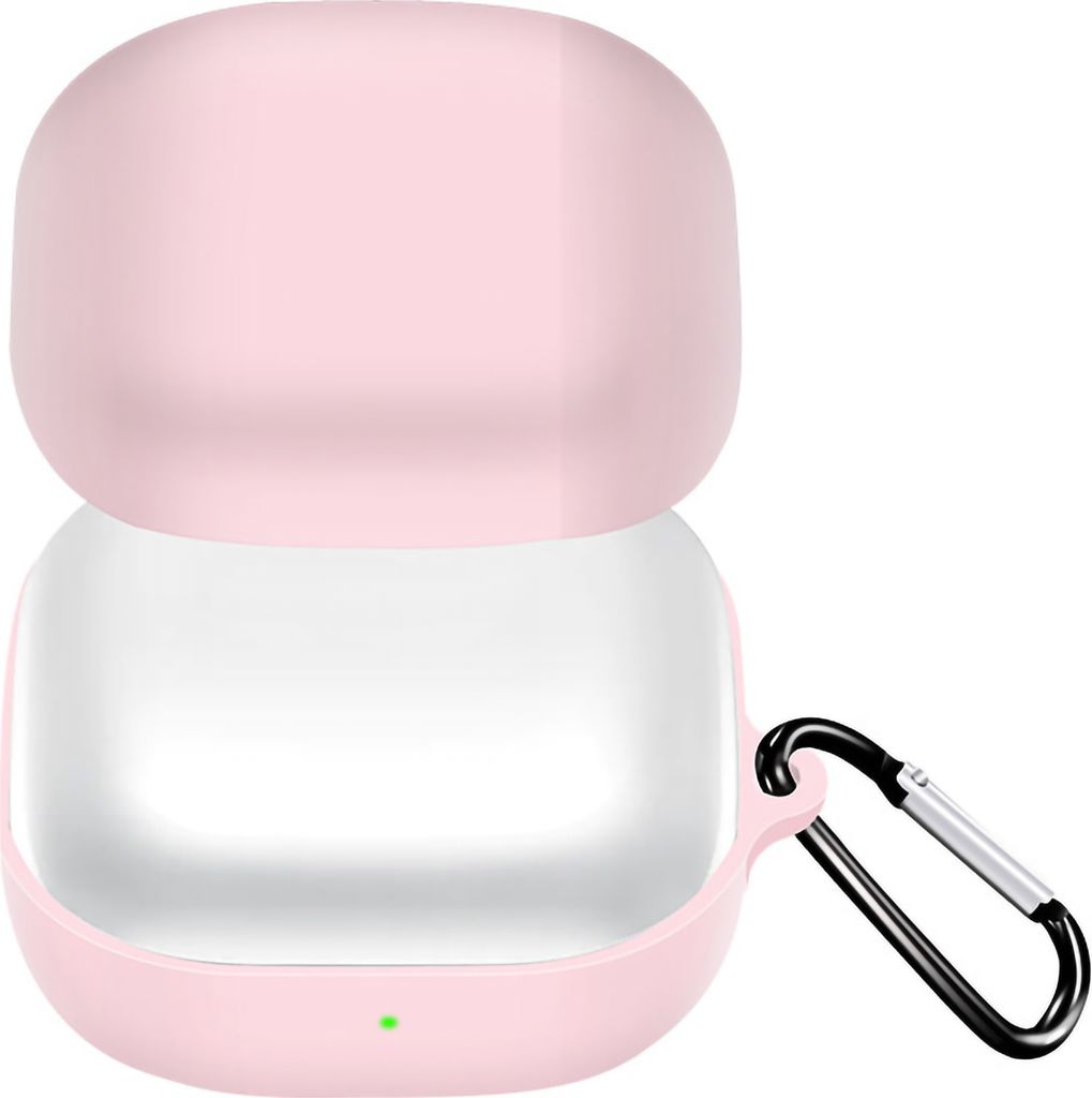 Hörerhülle getrennt Anti-Drop Bluetooth-kompatible Headset Silikonabdeckung mit Carabiner für Samsung Galaxy Buds 2/Live/Pro-Rosa