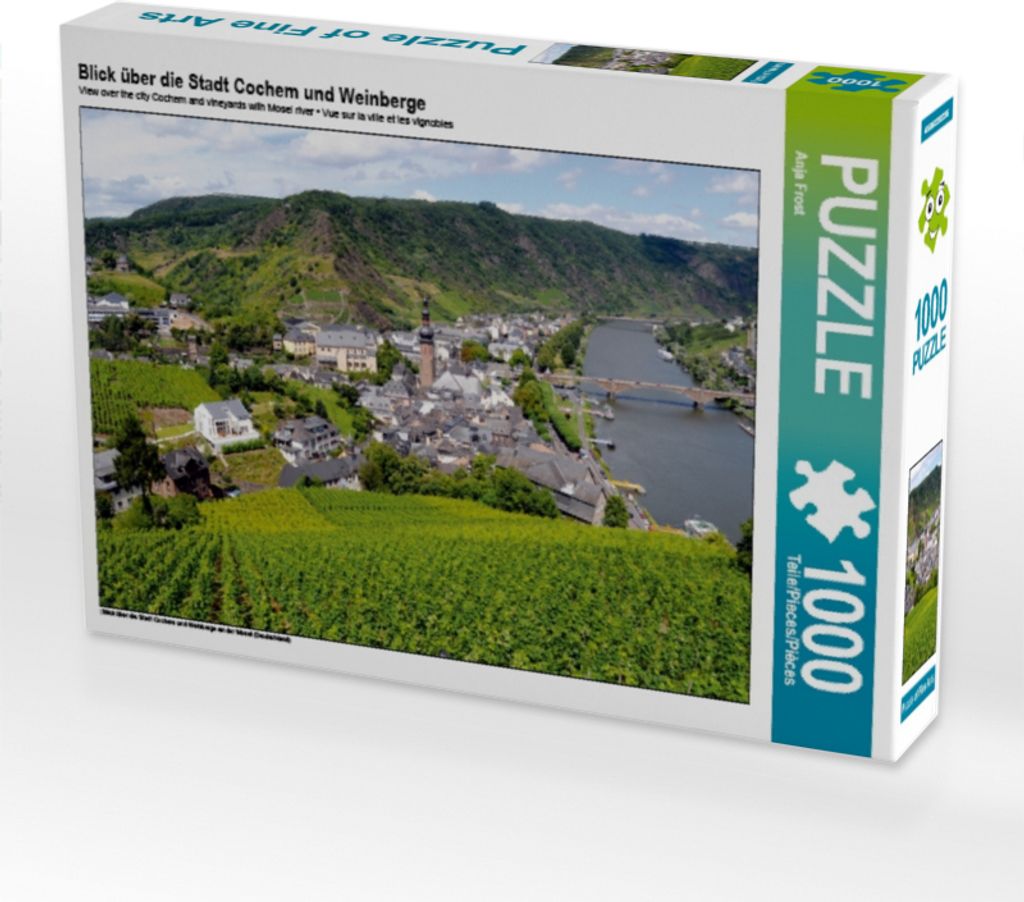 Calvendo Blick über die Stadt Cochem und Weinberge 1000 Teile Puzzle quer 640x480mm, Frost Anja; 7307767