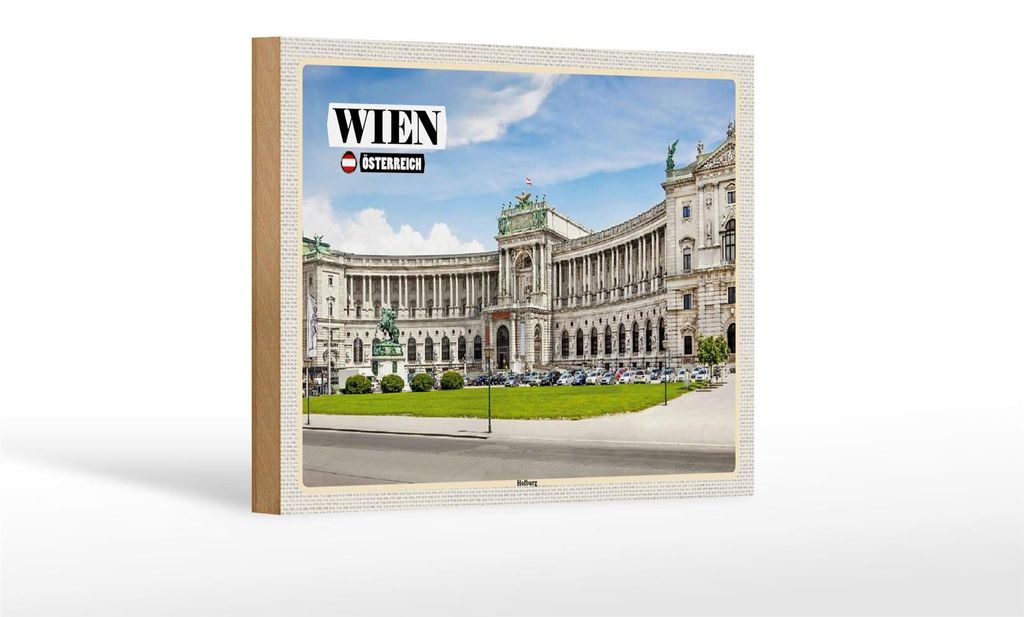 Holzschild Reise Wien Österreich Hofburg Architektur 18x12 cm