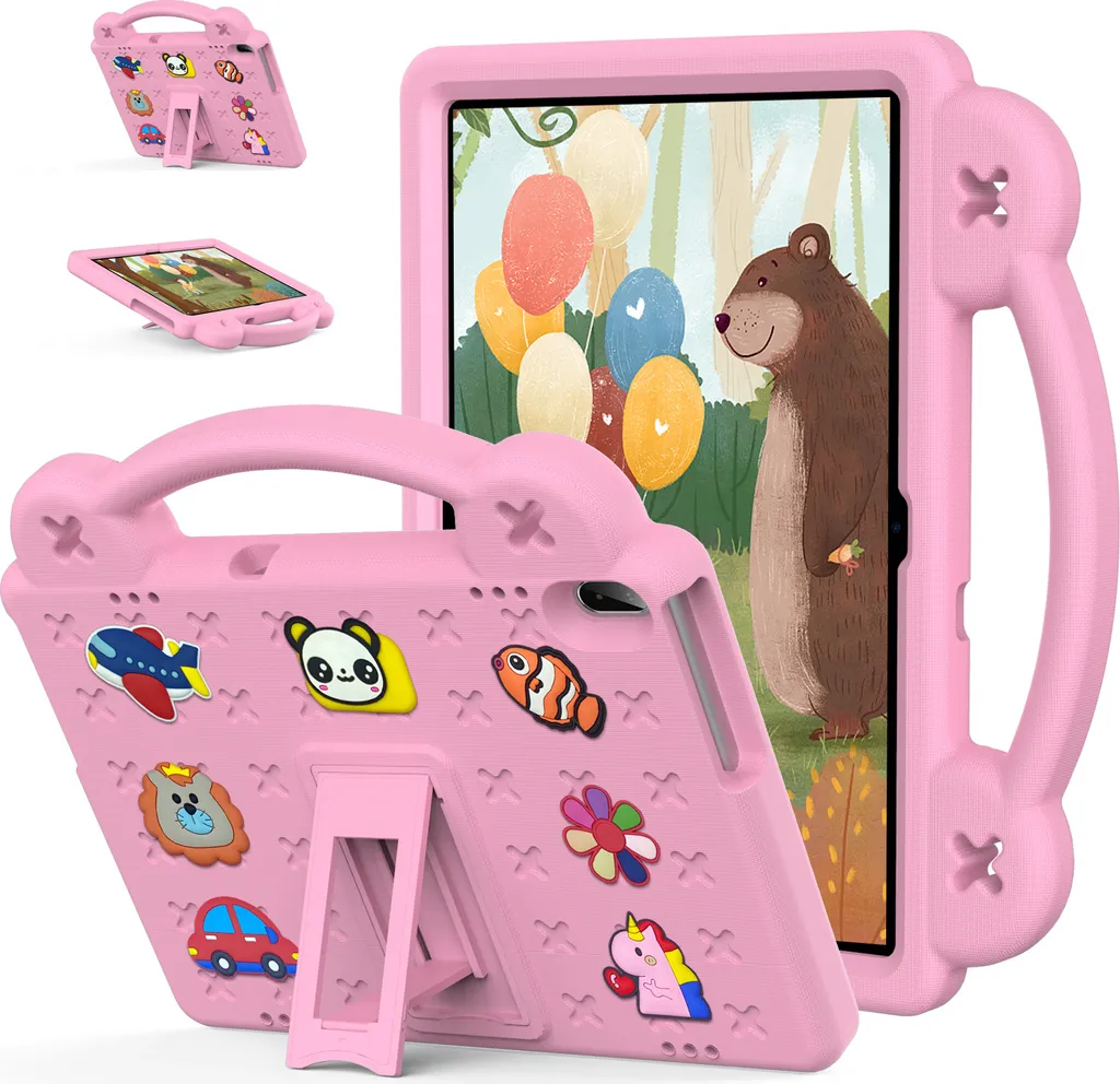 Custodia protettiva per Lenovo Tab M10 TB-X505X/F/Smart Tab M10 TB-X605F/Tab P10 TB-X705F/L, custodia per bambini, antiurto con maniglia e supporto rosa