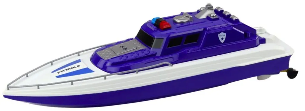 Bateau de police RC 1:28 bleu LEAN Toys 22944 pour jeu en piscine et lac