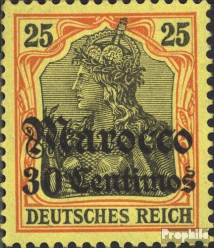 Briefmarken Dt. Post Marokko 1905 Mi 25 mit Falz Germania-Aufdruck