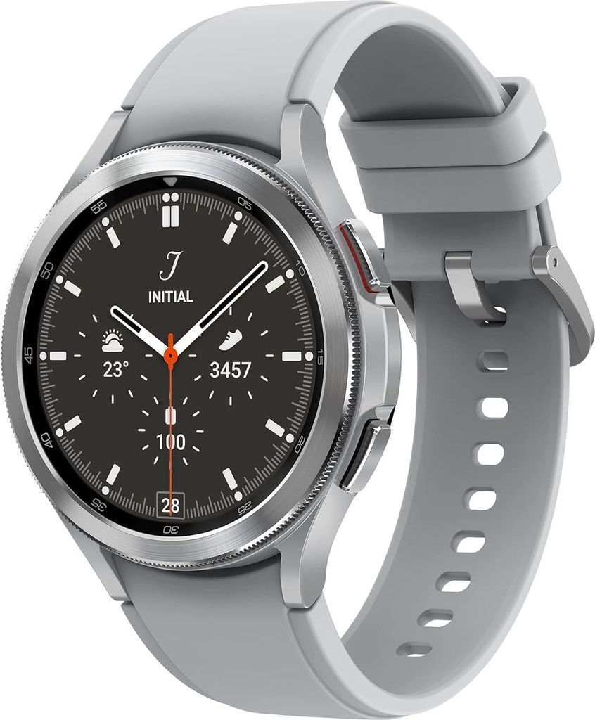 Samsung Galaxy Watch4 Classic 46mm, Silber, Bluetooth Smartwatch, Wear OS, rotierende Lünette, Fitness -Tracker (Deutsche Version)