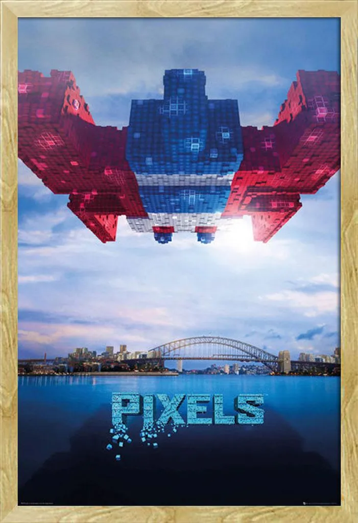Poster Pixels Galaga et Cadre Shinsuke Maxi MDF avec Vitre Acrylique