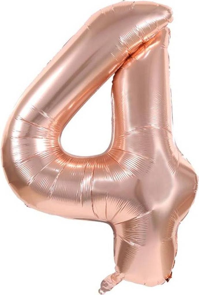 Folienballon Zahl 4, ca. 80 cm, rosegold, für Luftbefüllung