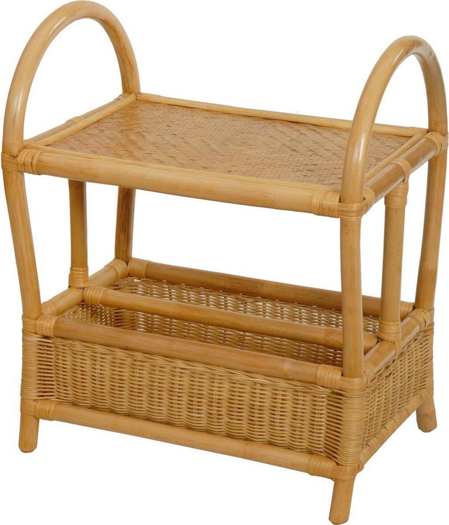 KRINES HOME Exklusiver Zeitungsständer mit Ablage / Magazinsammler aus Natur-Rattan (Honig)