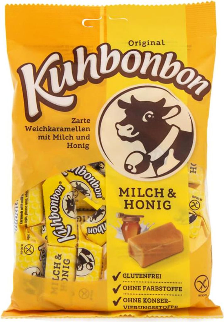 Kuhbonbons Milch und Honig Weichkaramell Bonbons Glutenfrei Produktbild 