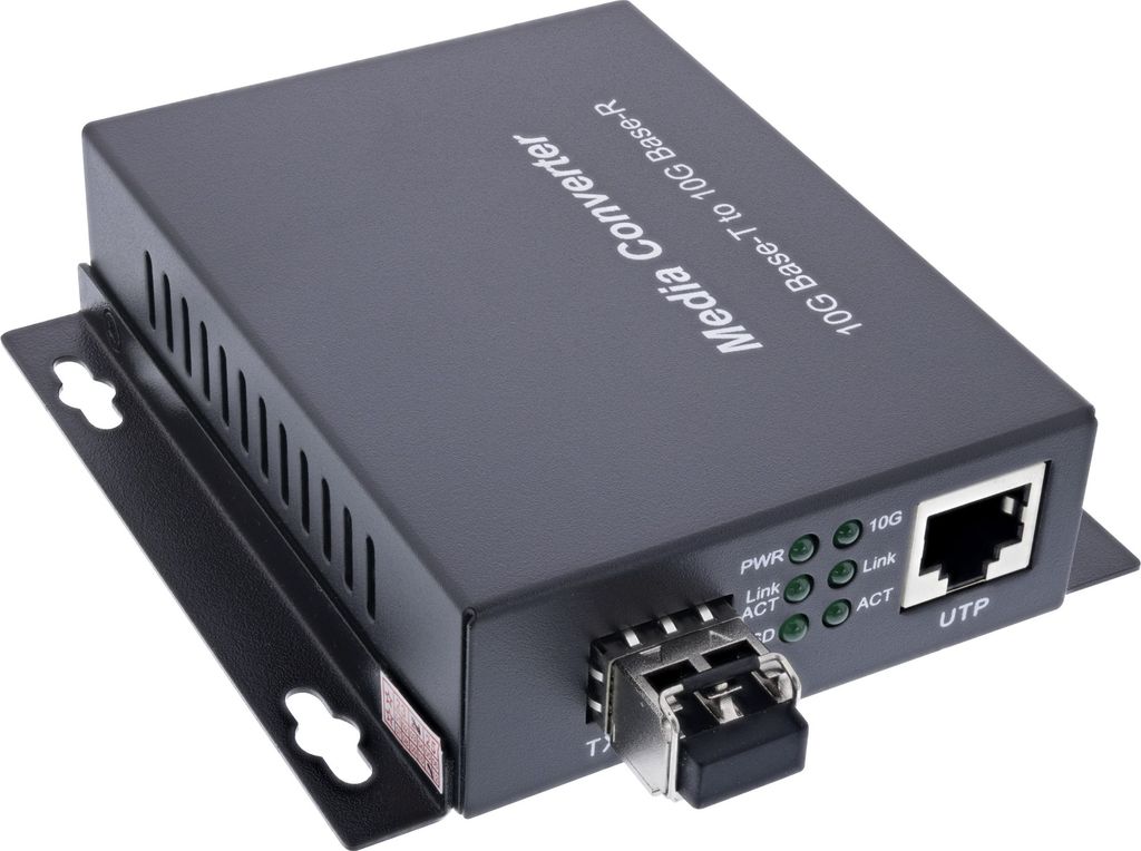 InLine Netzwerk Media Konverter 10Gb/s TP zu SFP+ LWL fuer LC Duplex MM (66659E)