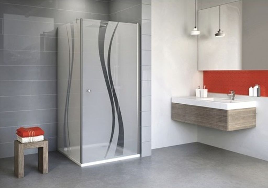 Drehtür inkl. Seitenwand Schulte Alexa Style 2.0 80x90 cm Dekor Liane Profilfarbe aluminium