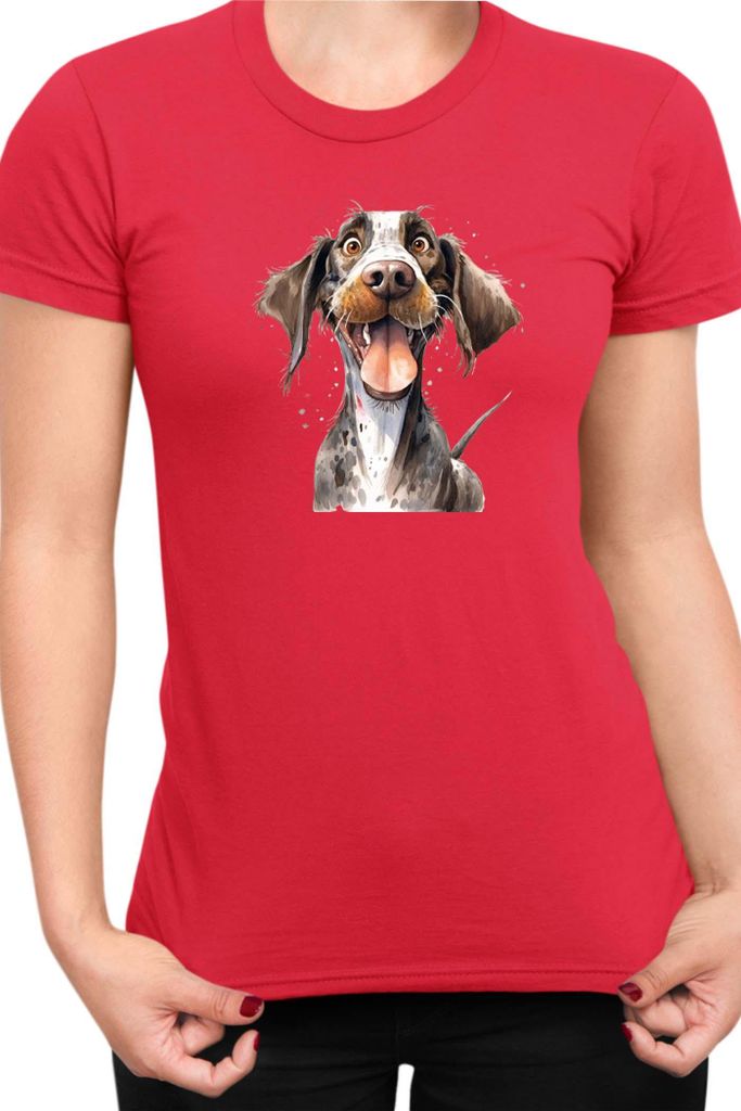 Damen T-Shirt Funny Dogs Breeds German Pointer Dog Breed, Lady S / Rot