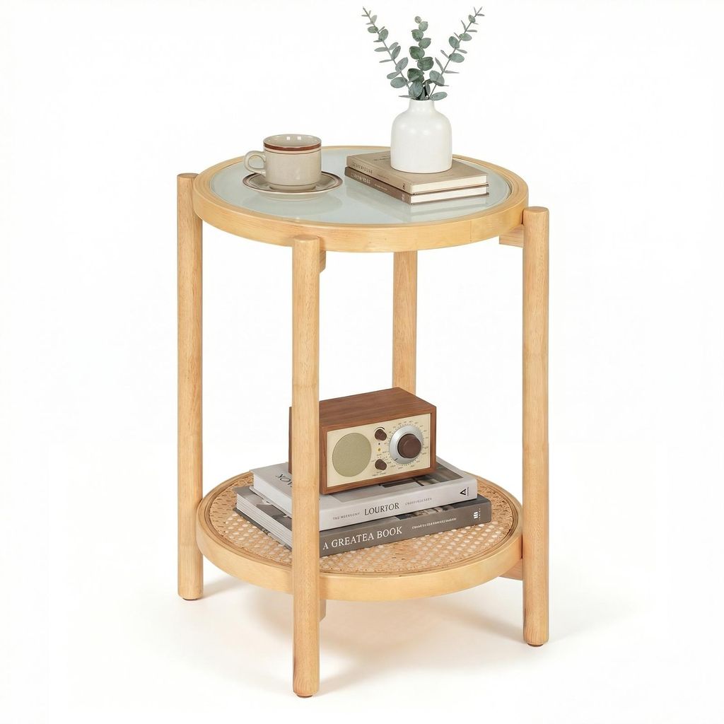Mesa de centro COSTWAY con tablero de vidrio y estante de Imagen del producto 